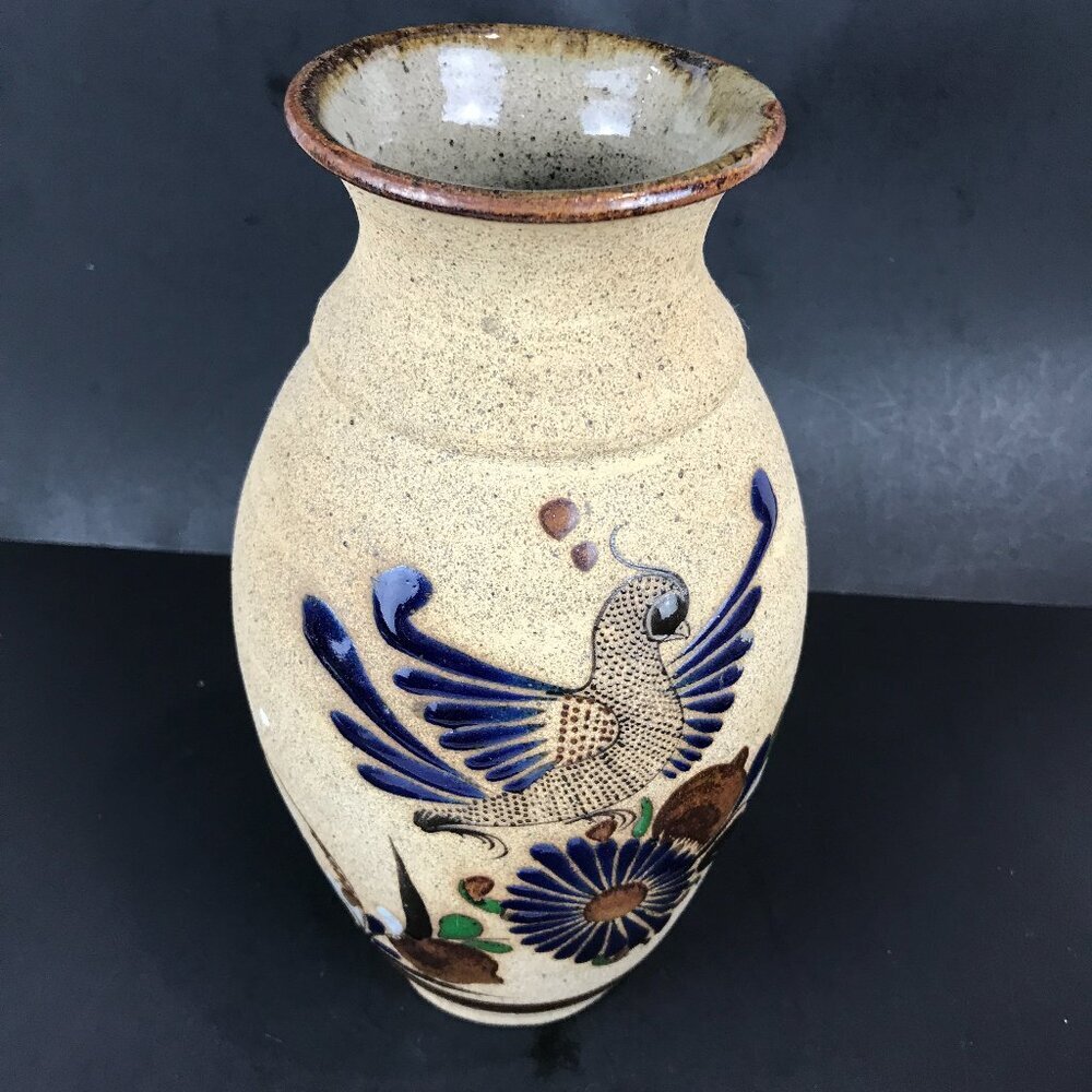 Vtg Tonala, Mexico Art Pottery Vase, 10" x 5"